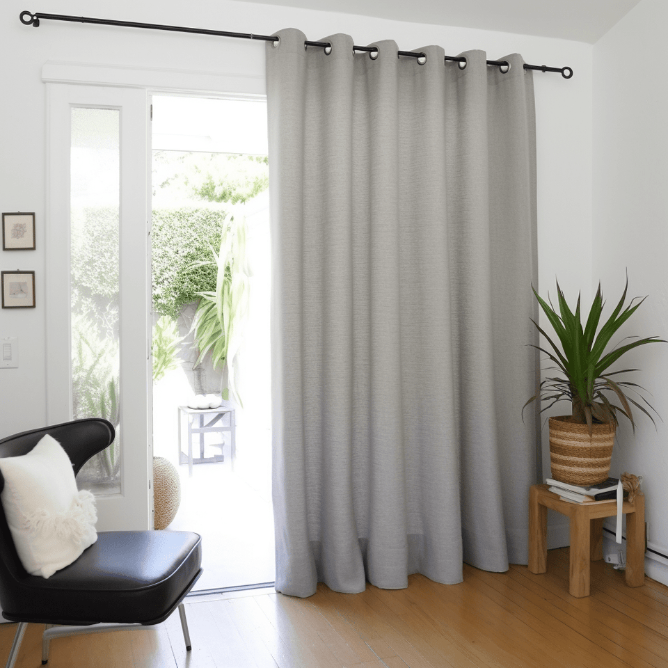 Sliding Patio Door Linen Grommet Curtain Panel - Custom Width and Leng