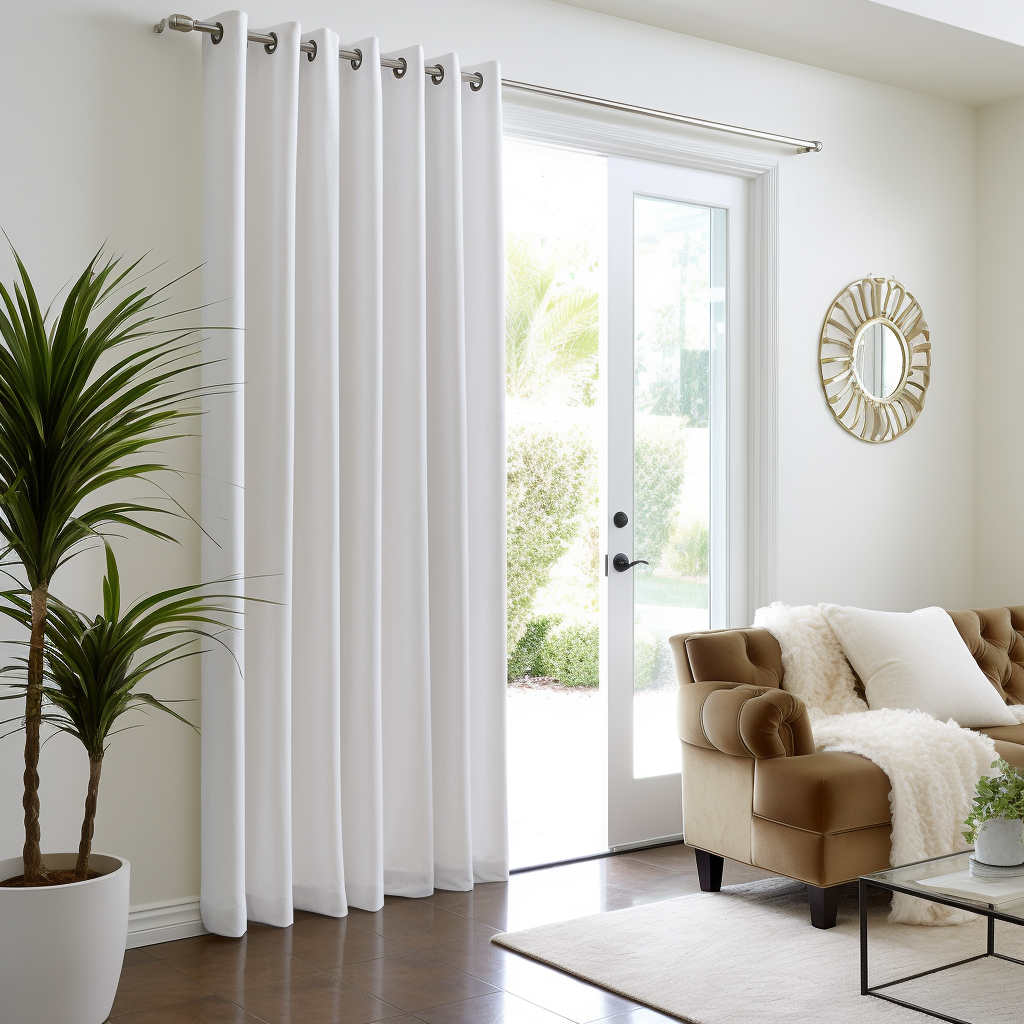 Sliding Door Velvet Blackout Grommet Curtain Panel - Custom Width and Length, Color: Off-White