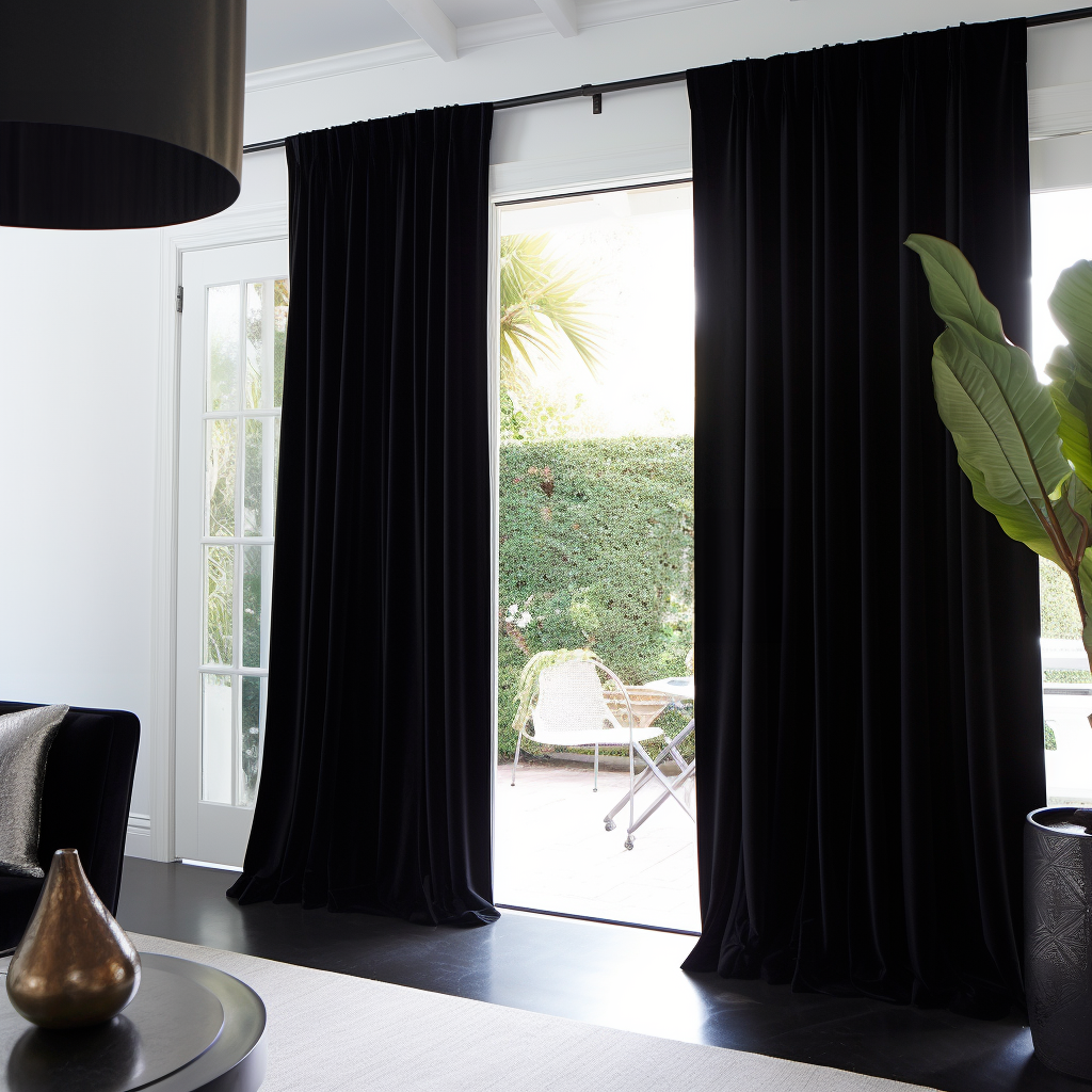 Sliding Door Velvet Blackout Rod Pocket Curtain - Custom Sizes and Colors, Color: Black