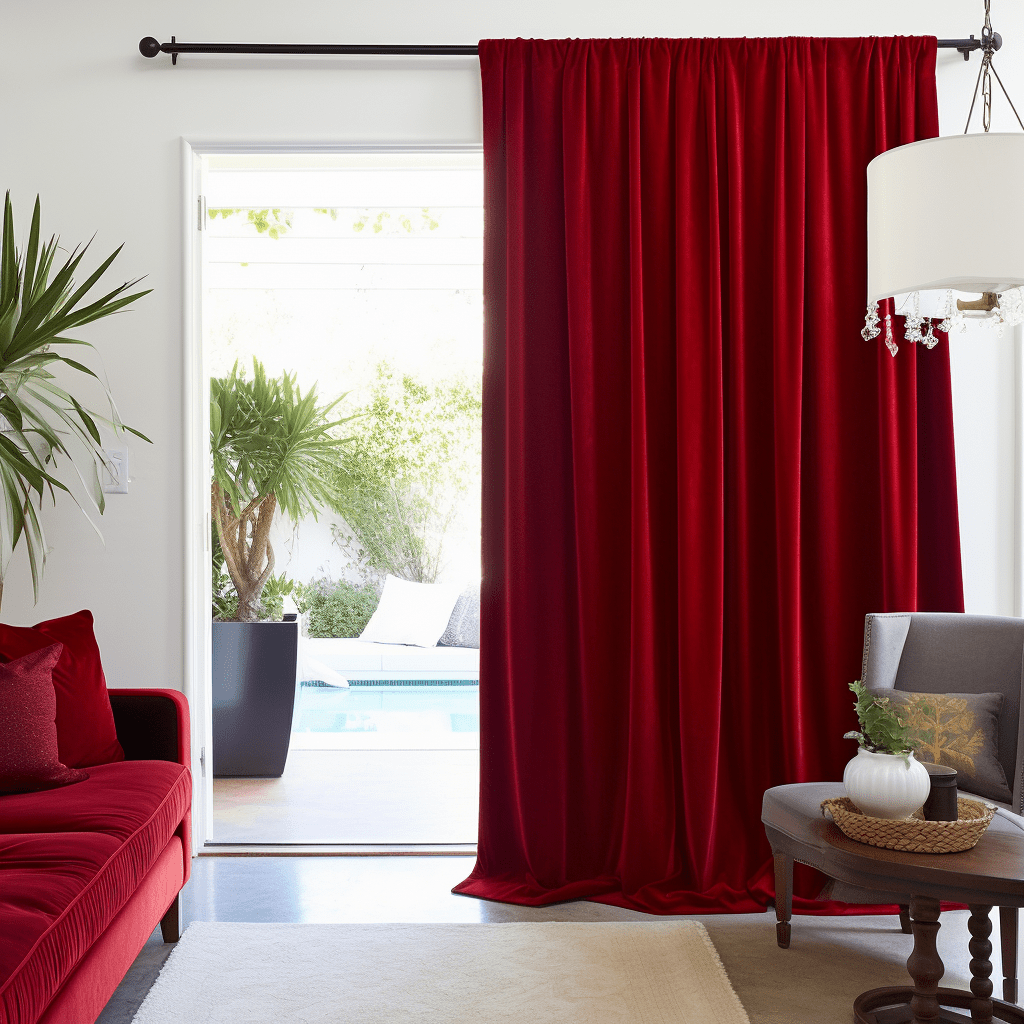 Sliding Door Velvet Rod Pocket Curtain Panel - Custom Color and Size, Color: Classic Red
