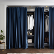 Steel Blue Velvet S-Fold Closet Curtains - Custom Width and Length