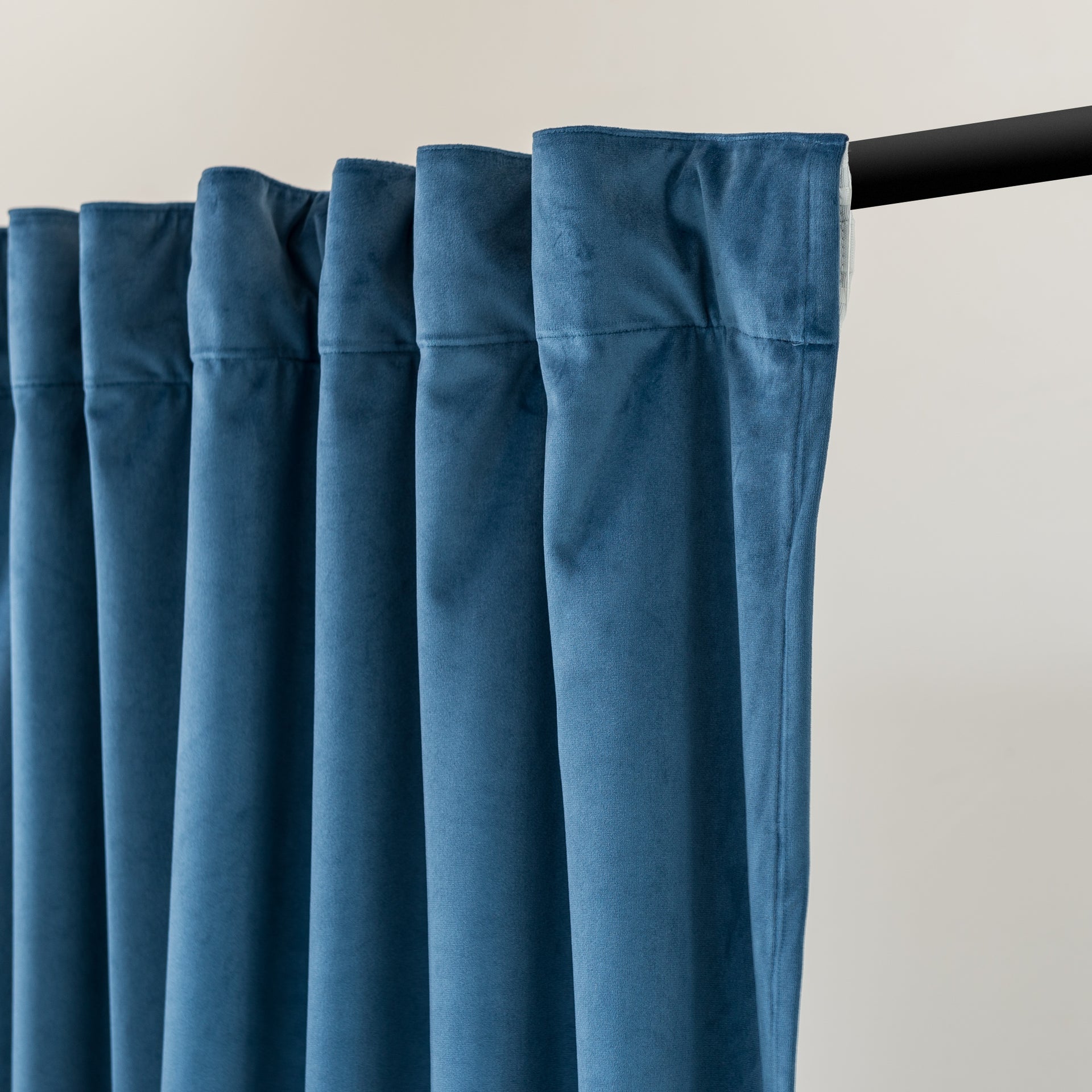 Steel Blue Velvet Blackout Back Tab Curtain - Custom Sizes and Colors Success