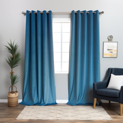 Steel Blue Velvet Blackout Grommet Curtain - Custom Sizes and Colors