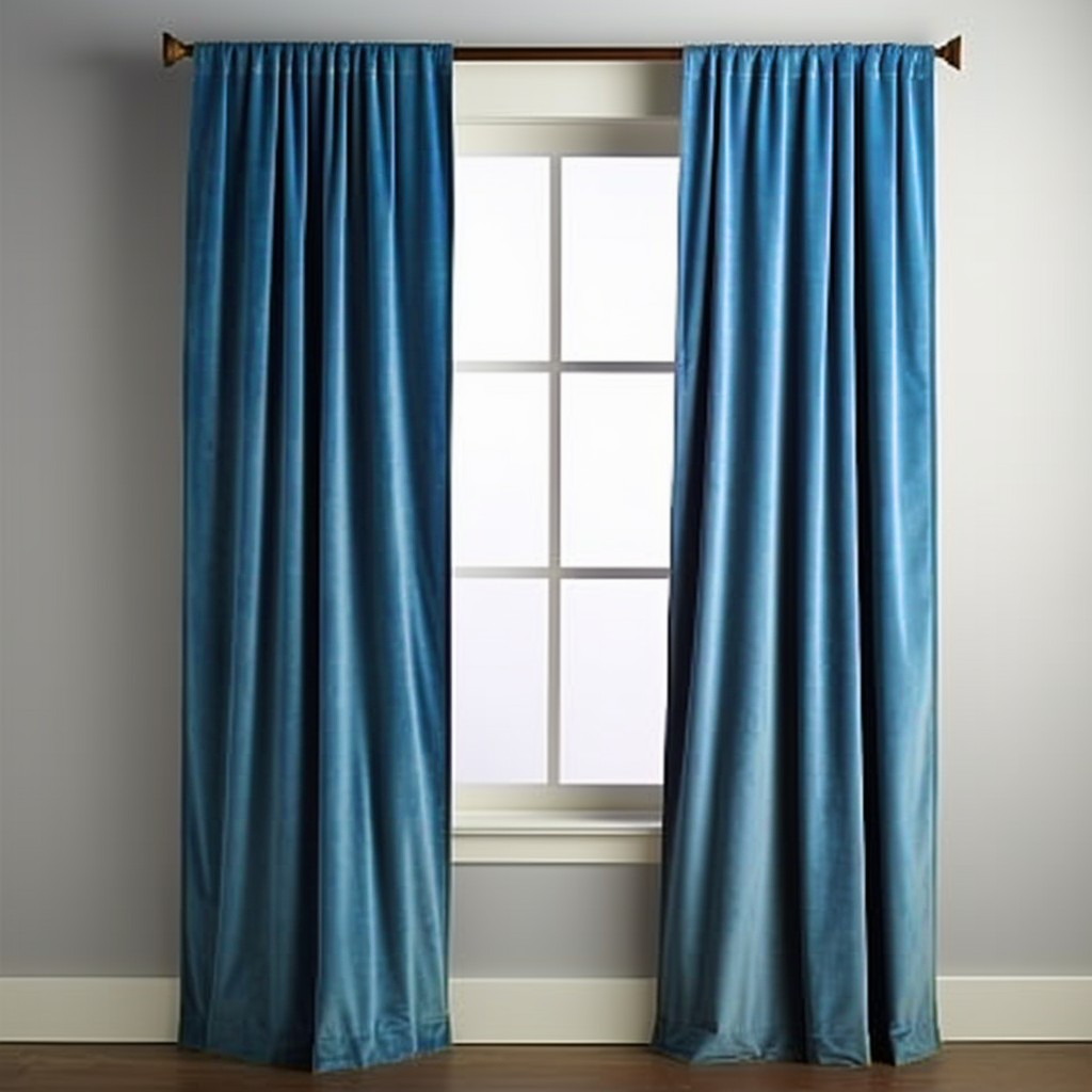 Steel Blue Velvet Rod Pocket Curtain - Custom Sizes and Colors