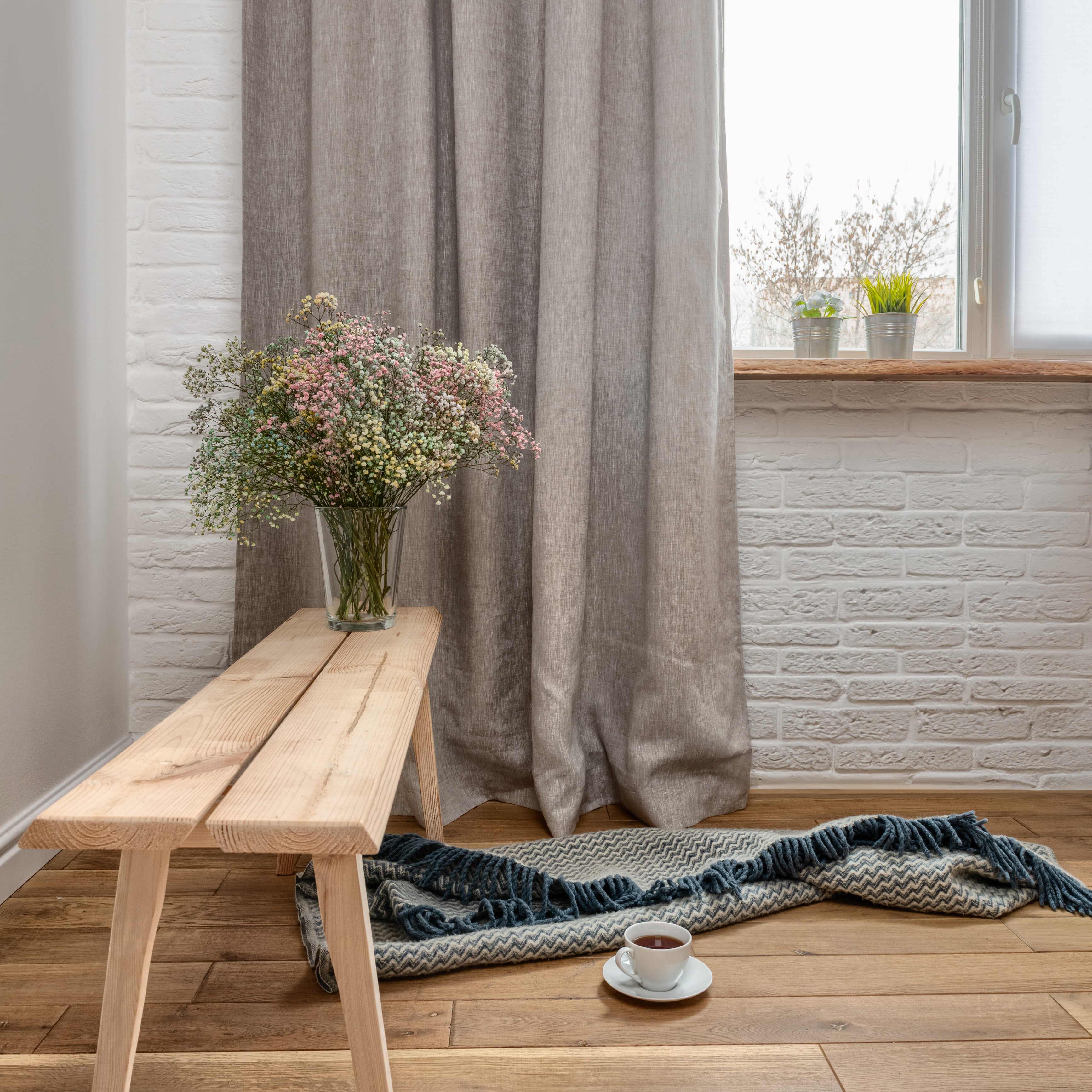 3H Linen Wavefold Curtain