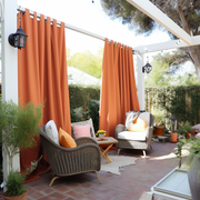 Tab Top Outdoor Waterproof and Windproof Curtain - Various Colors and Custom Sizes, Color: Orange