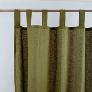Tab Top Moss Green Linen Curtain
