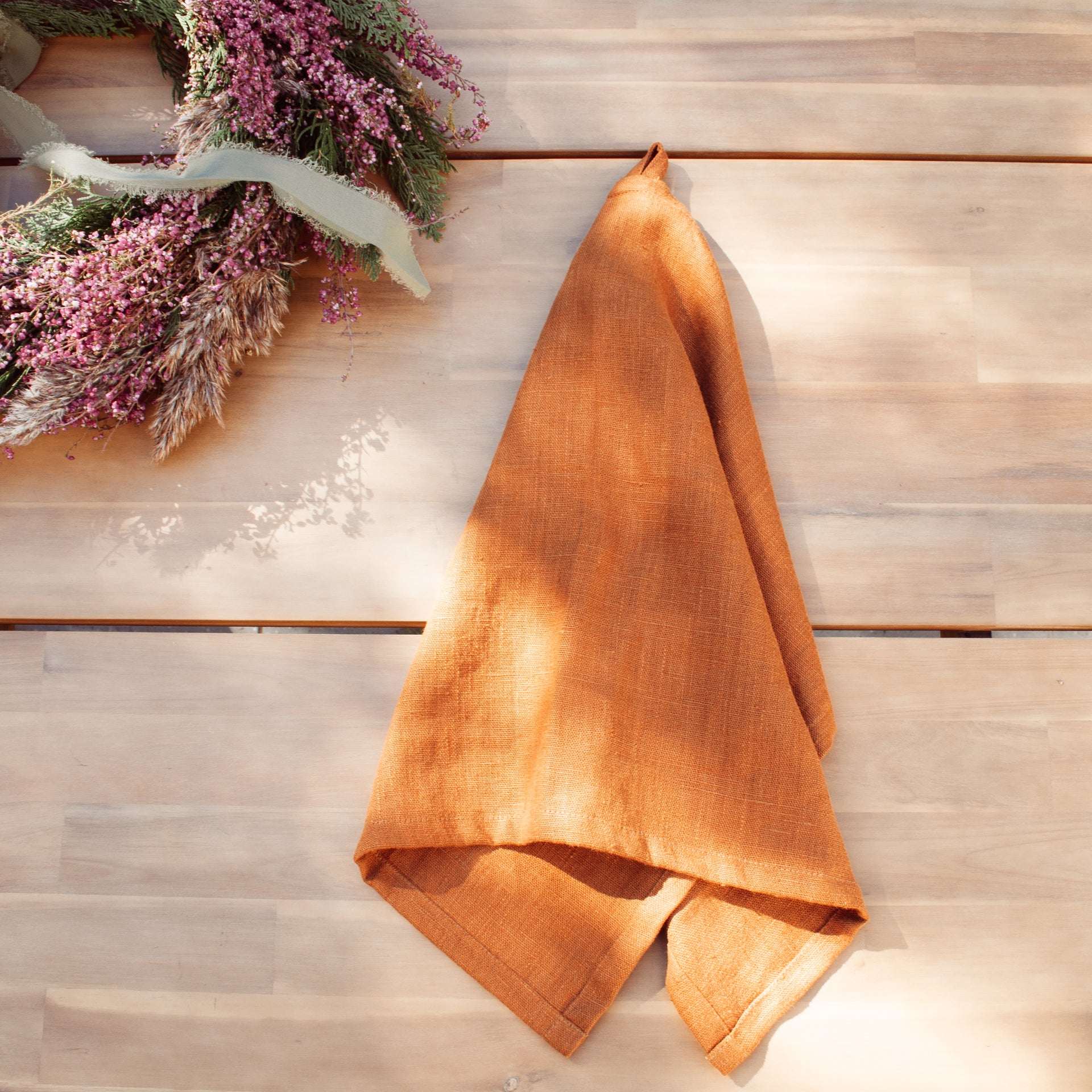 ORANGE DECOR European Linen Dish Towels - Exclusive Designs Tea Towels -  Elegant 100% Linen Orange Kitchen Towels - Fruits Vegetables Lovers