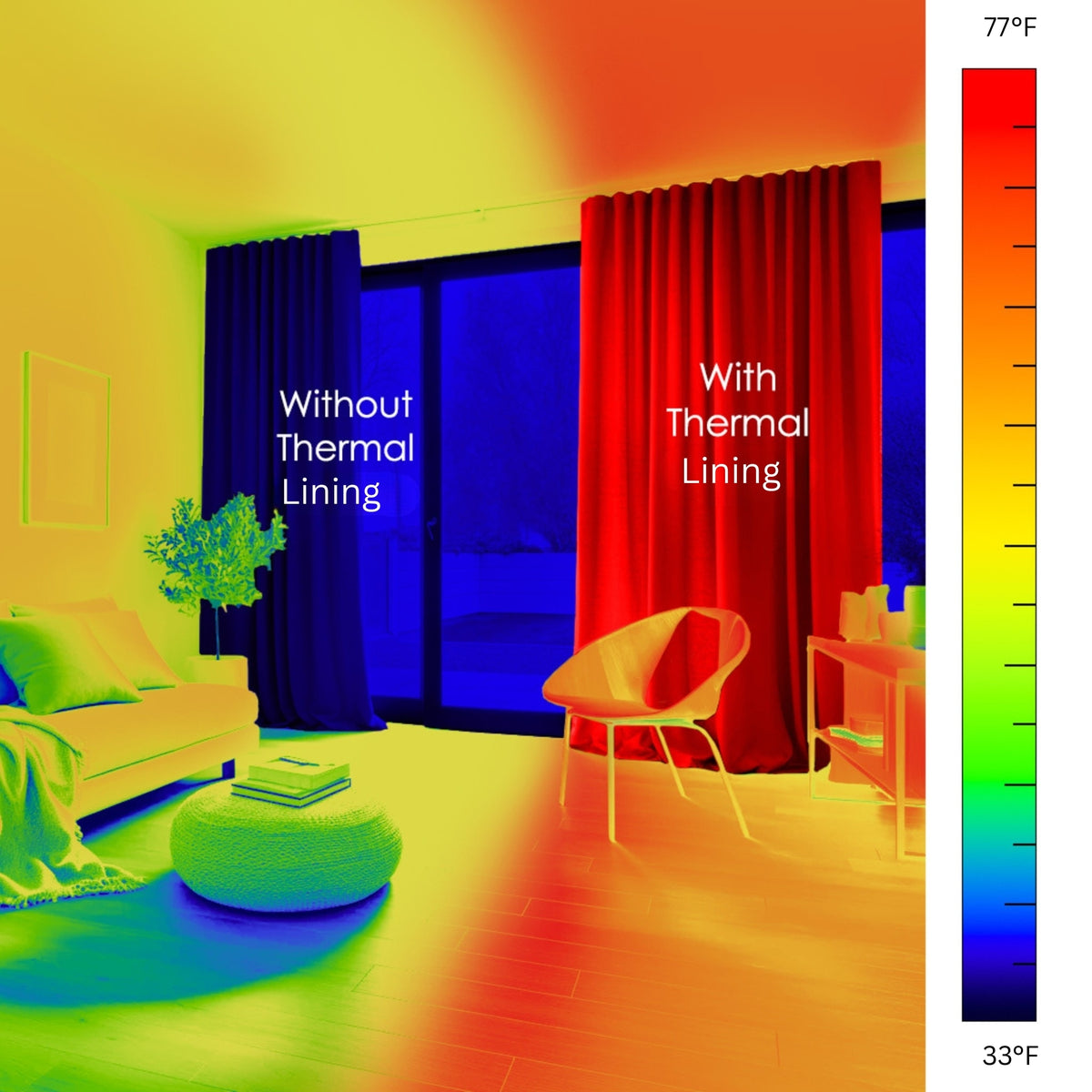 thermal blackout curtains with liner closed on window thermal scan