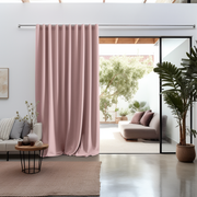 Thermal S-Fold Patio Sliding Door Linen Curtain - Total Blackout - Suitable for Rings and Hooks or Tracks - Custom Width, Length and Colors, Color: Dusty Pink