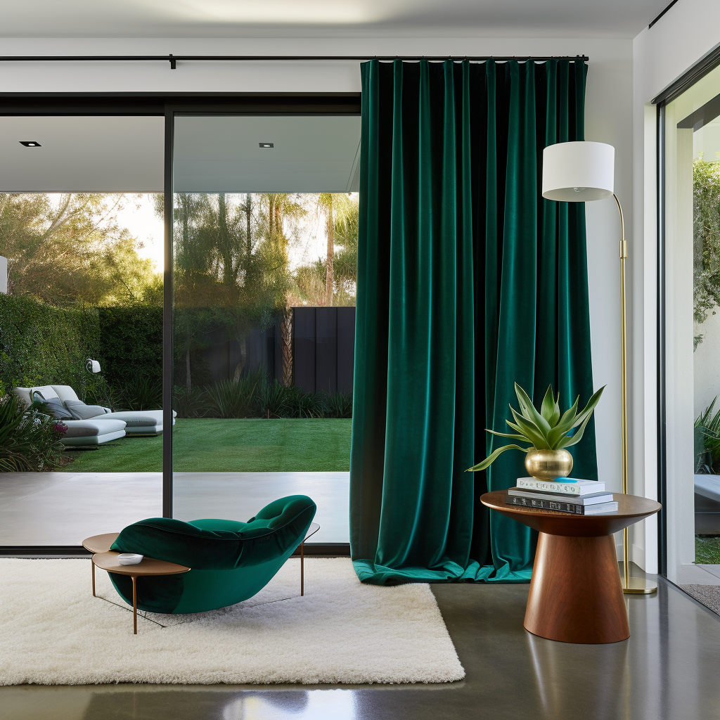 Thermal S-Fold Patio Sliding Door Velvet Curtain - Total Blackout - Suitable for Rings and Hooks or Tracks - Custom Width, Length and Colors, Color: Emerald Green