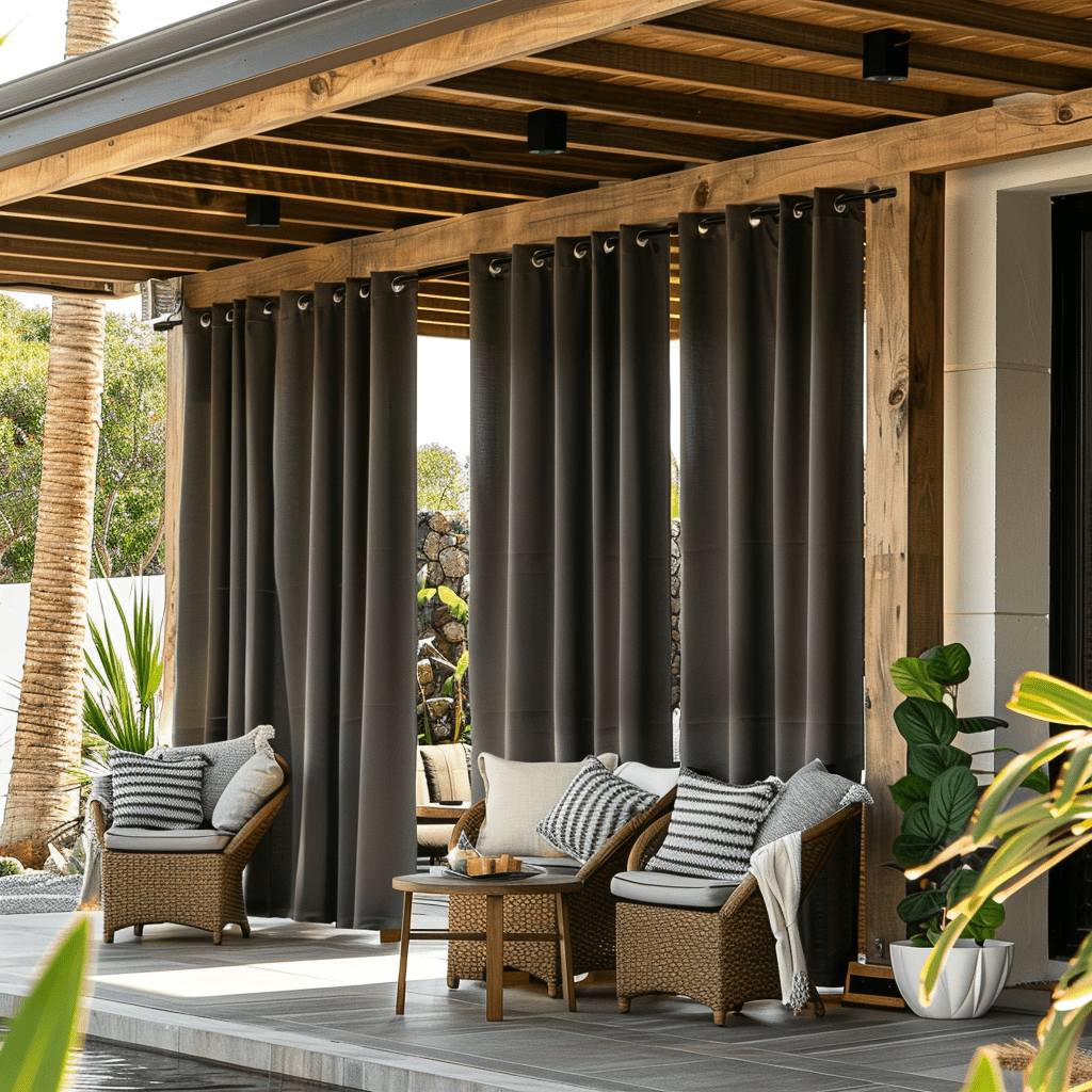curtains for patio umbrella Outdoor Waterproof Ocean Vacation Beach Light Filtering Thermal Insulated Privacy Drapes with Grommets 54x95 available in four lengths Outdoor Curtains For Patio -