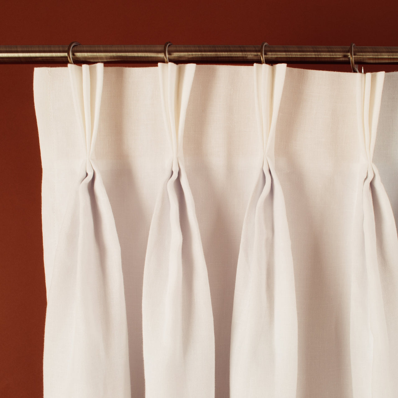 Triple Pinch Pleat Linen Curtain Panel with Blackout Lining - Tailored and Classic Look Drape