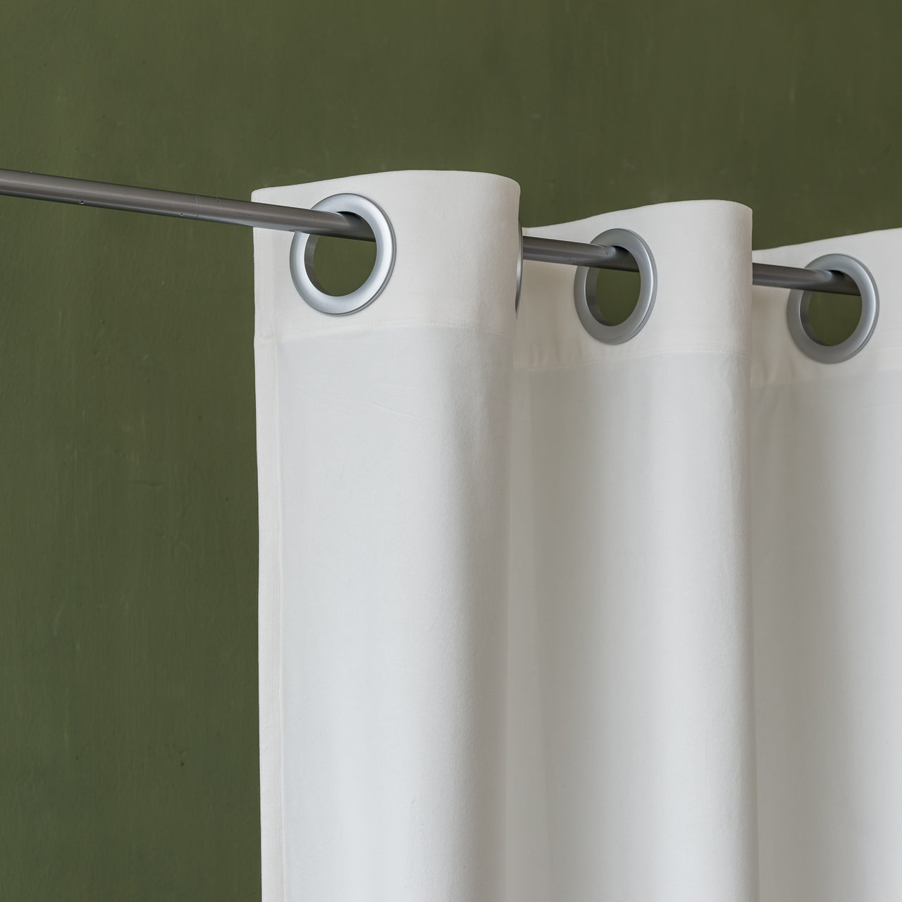 Off-White Velvet Grommet Curtain - Custom Sizes and Colors