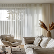 White Linen Sheer Curtain for S-Fold Track - Unlined Sheer Curtain Panel