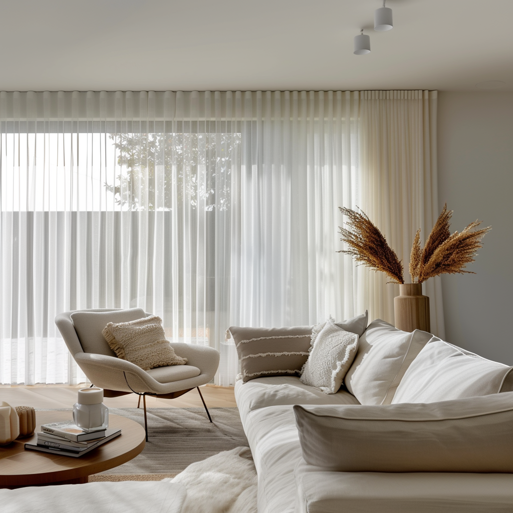 Modern Linen Curtains for Bedroom Living Room, Semi Sheer Curtains