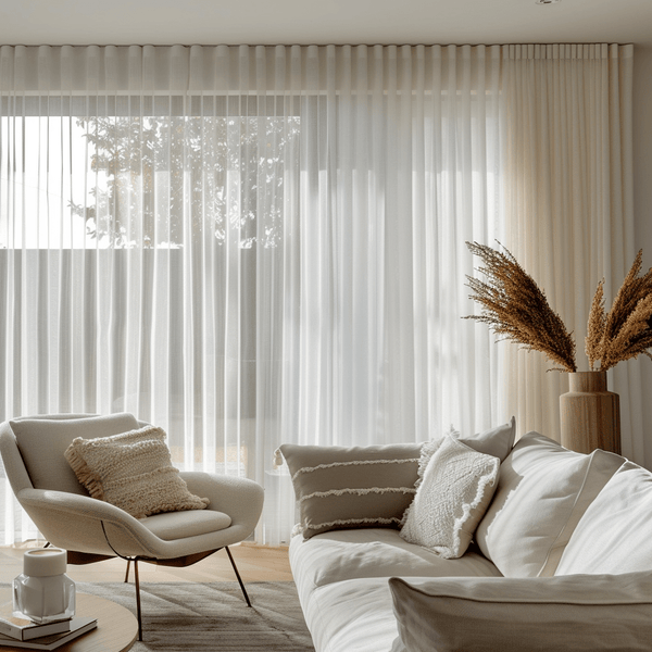 White Linen Sheer Curtains for S-Fold...