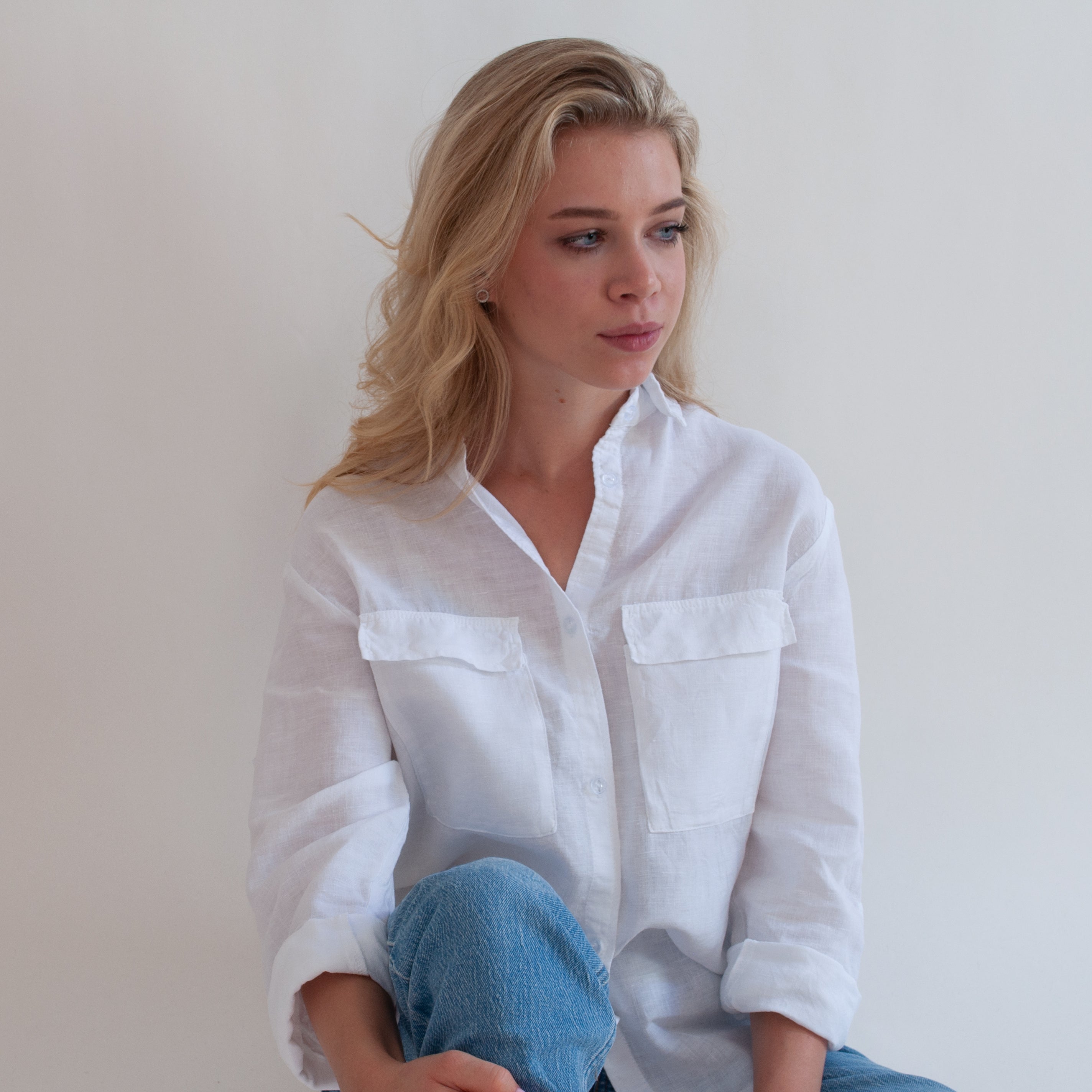 White linen shop shirt womens