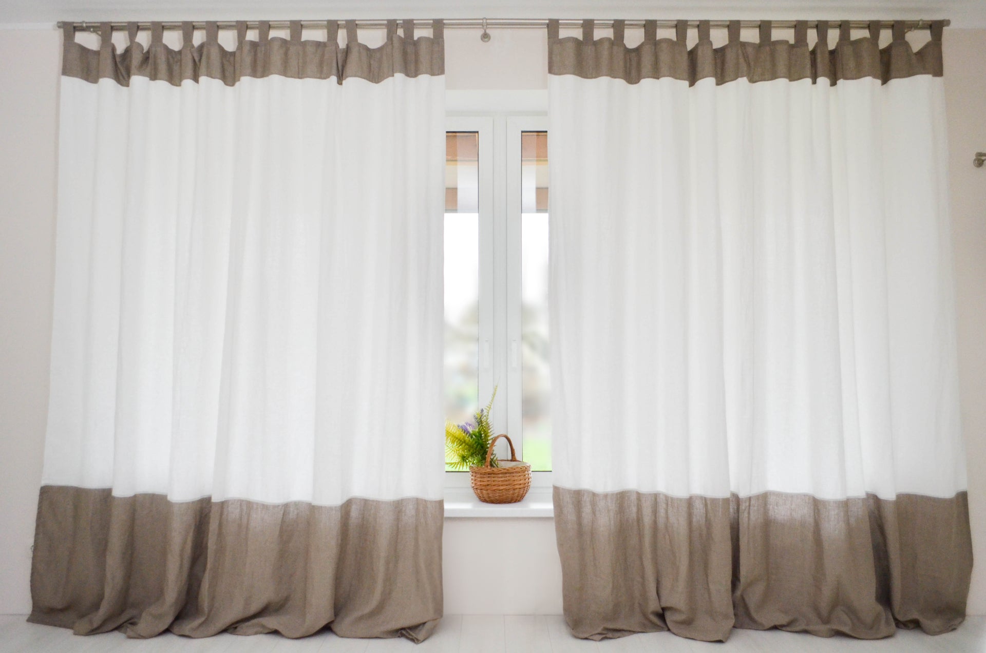 Color Block Linen Curtains
