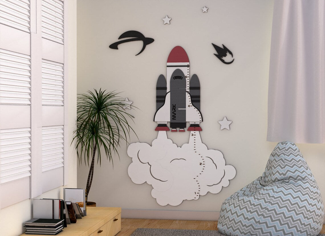 Growth Chart Wooden Markers - Spacecraft