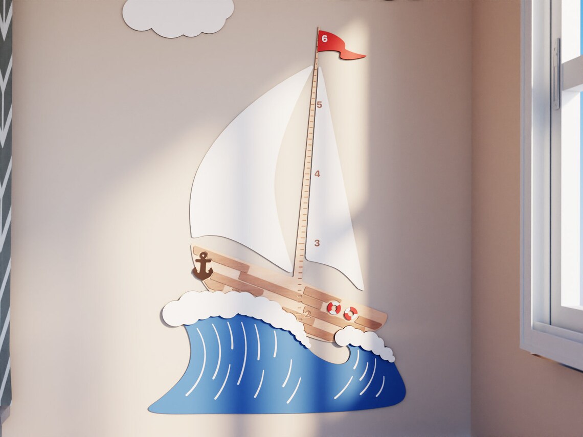 Growth Chart Wooden Markers - Ship