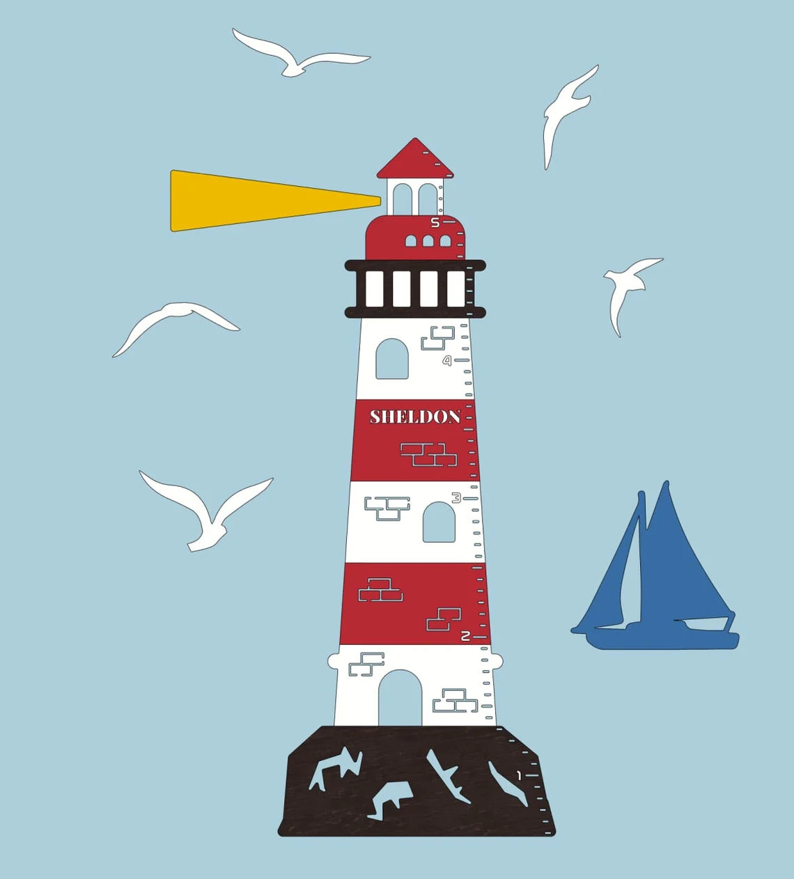 Growth Chart Wooden Markers - Lighthouse