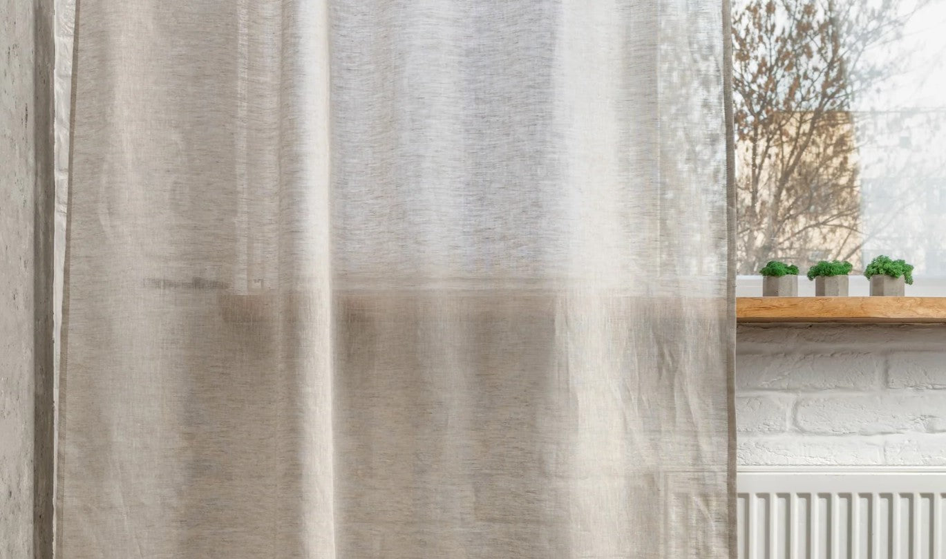 Linen Sheer Curtain Natural Color - Linen Voile - Rod Pocket Heading