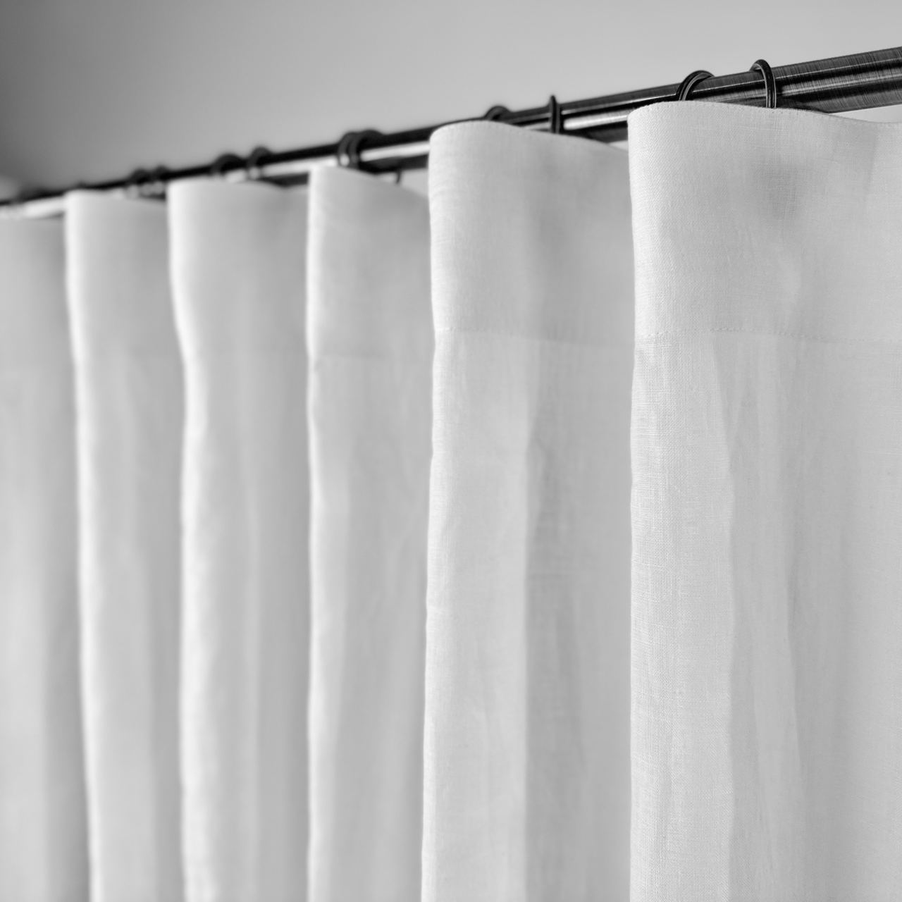 S-Fold Linen Curtain Panel with Cotton or Blackout Lining - Suitable for Rings or Tracks - Privacy Linen Curtain