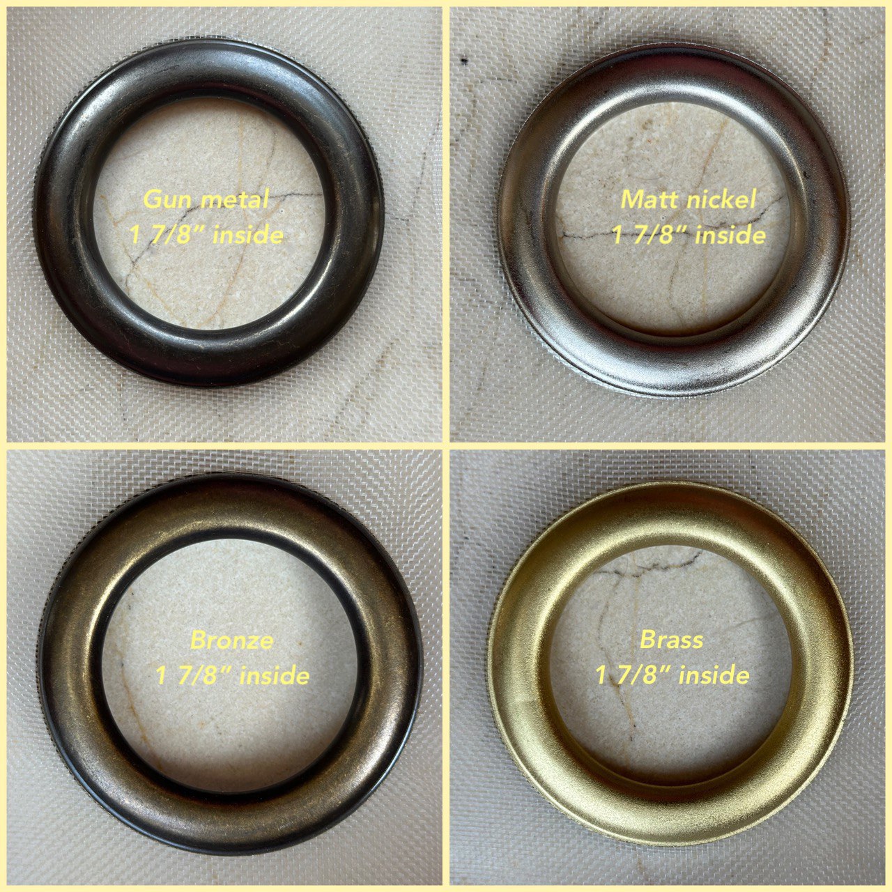 Grommet Color: Gun Metal, Grommet Color: Matt Nickel, Grommet Color: Bronze, Grommet Color: Brass