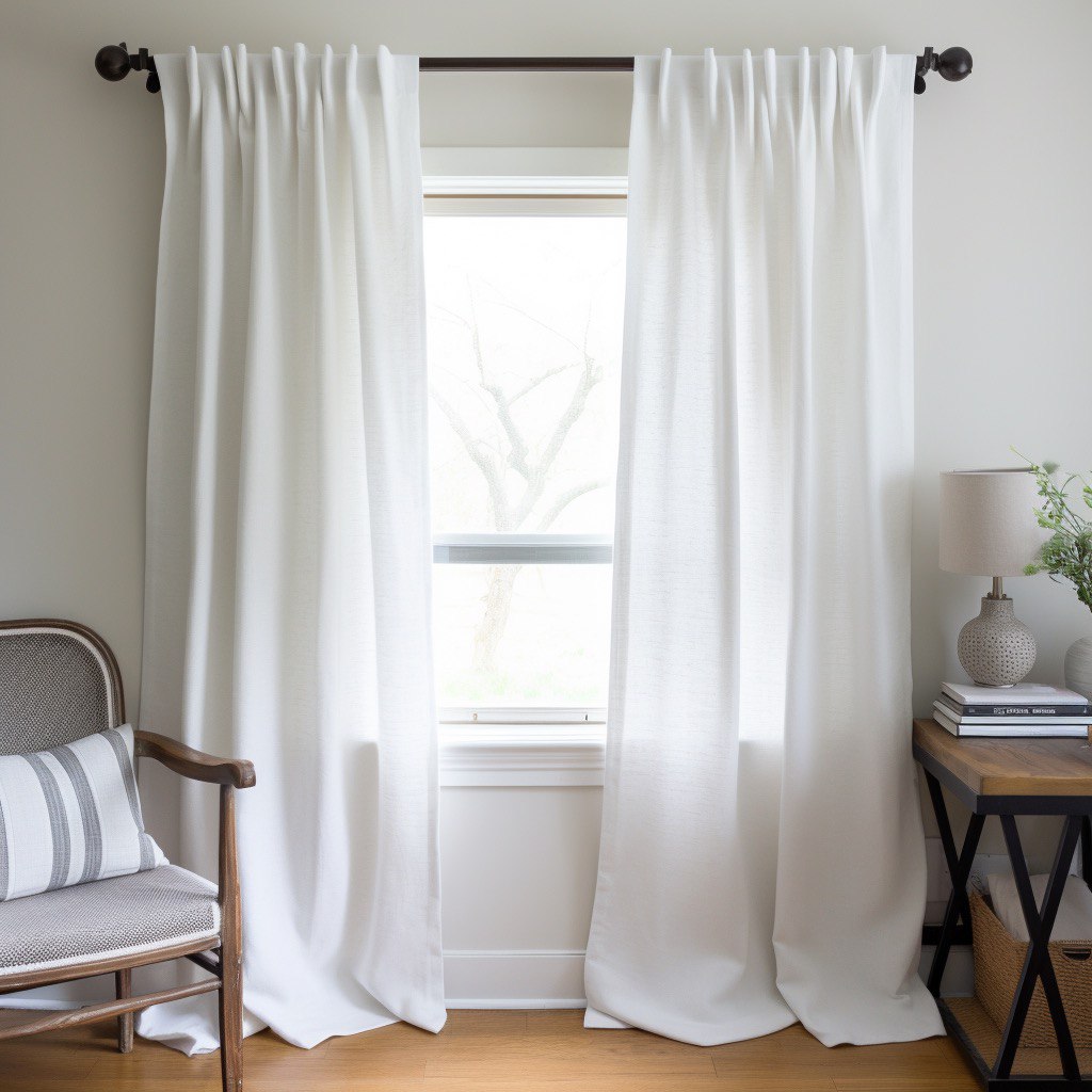 White Linen Curtains With Back Tabs