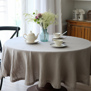 Round Linen Tablecloth, Color: Natural