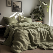 Linen Duvet Cover, Color:Asparagus