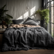 Linen Duvet Cover, Color:Charcoal