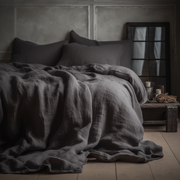 Linen Duvet Cover, Color:Dark Grey