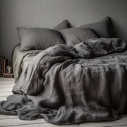 Linen Duvet Cover, Color:Dim Grey