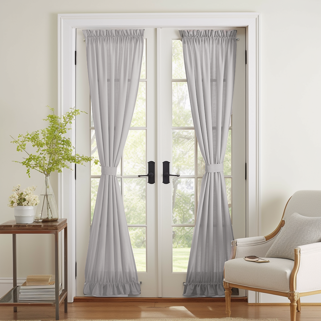 Grey Natural Linen French Door Curtain Panel - Custom Colors & Sizes