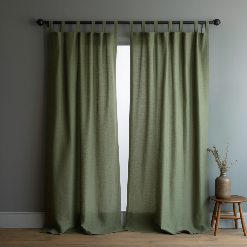 Sage Green Tab Top Curtain Panel - Custom Width, Custom Length
