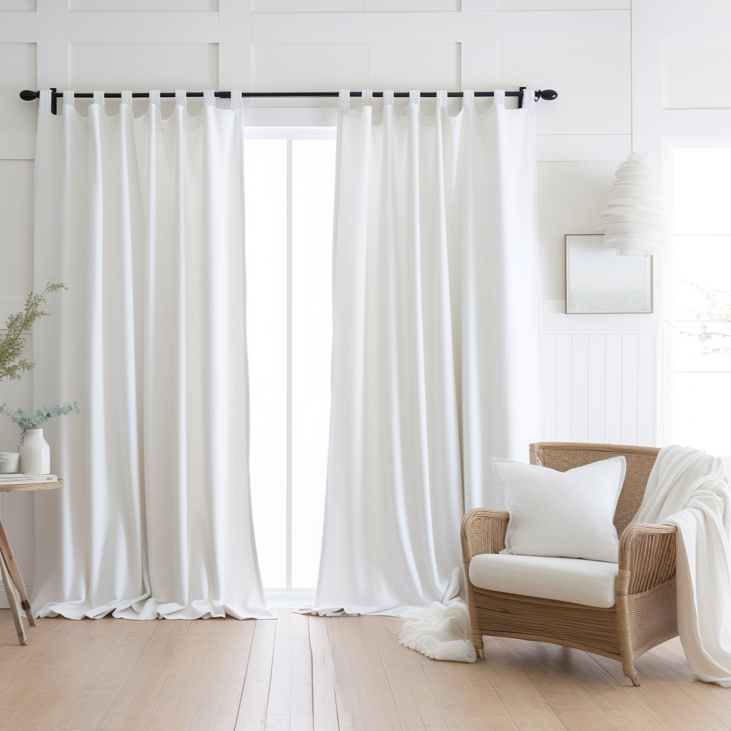Blackout Linen Curtain, Color: White