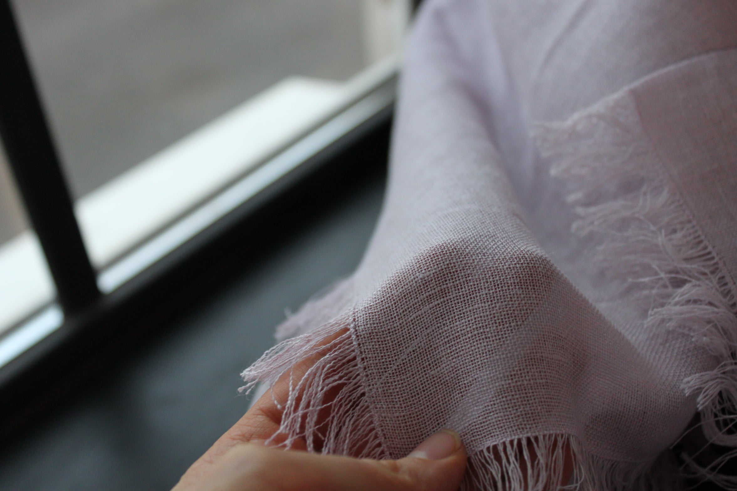 3HLinen Natural Linen Shawl - Pink Flax Scarf - Summer Women Scarf 54x54'' / White