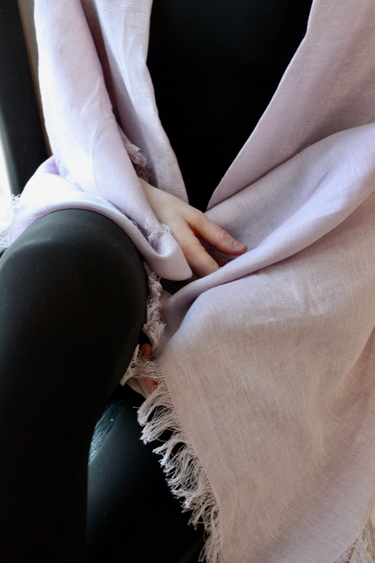 3HLinen Natural Linen Shawl - Pink Flax Scarf - Summer Women Scarf 54x54'' / Blue