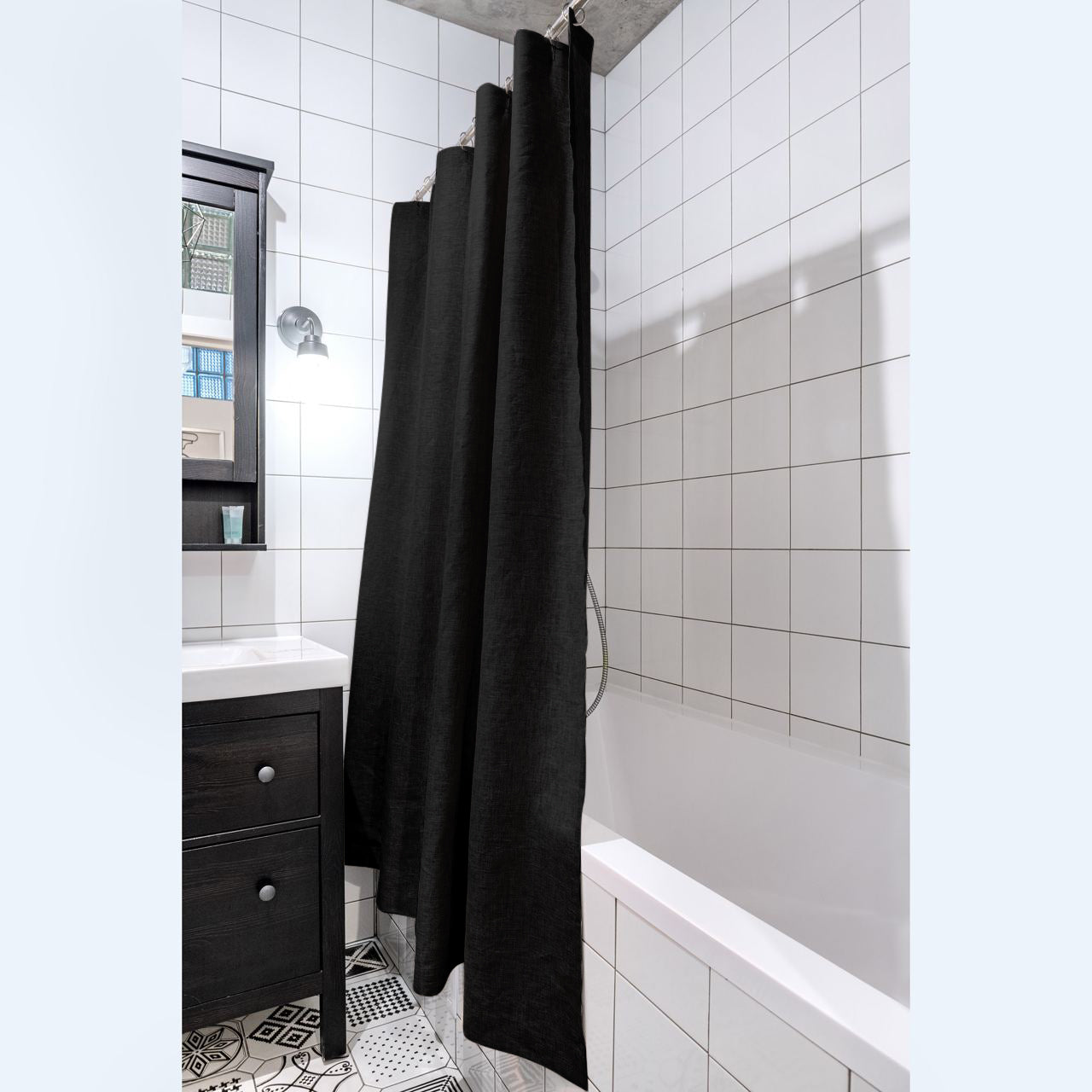 Black Linen Shower Curtain