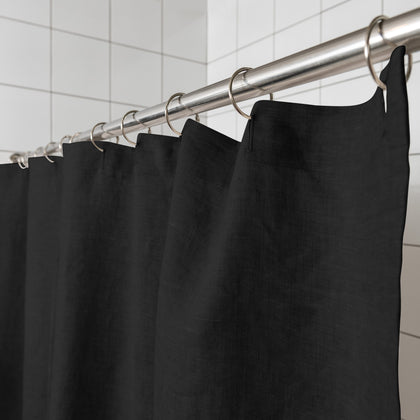 Black Linen Shower Curtainnull