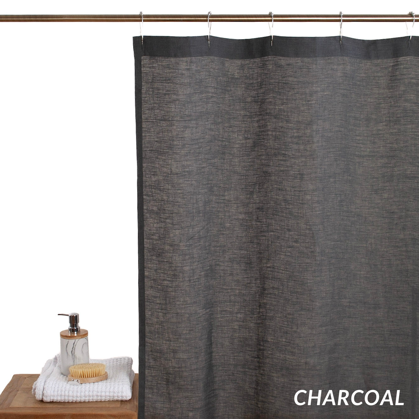 Linen Shower Curtains in Charcoal Color