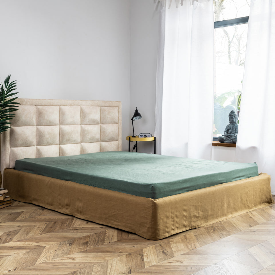 Linen Bedding Set 3 pcs - Linen Fitted Bottom Sheet and Pillowcases
