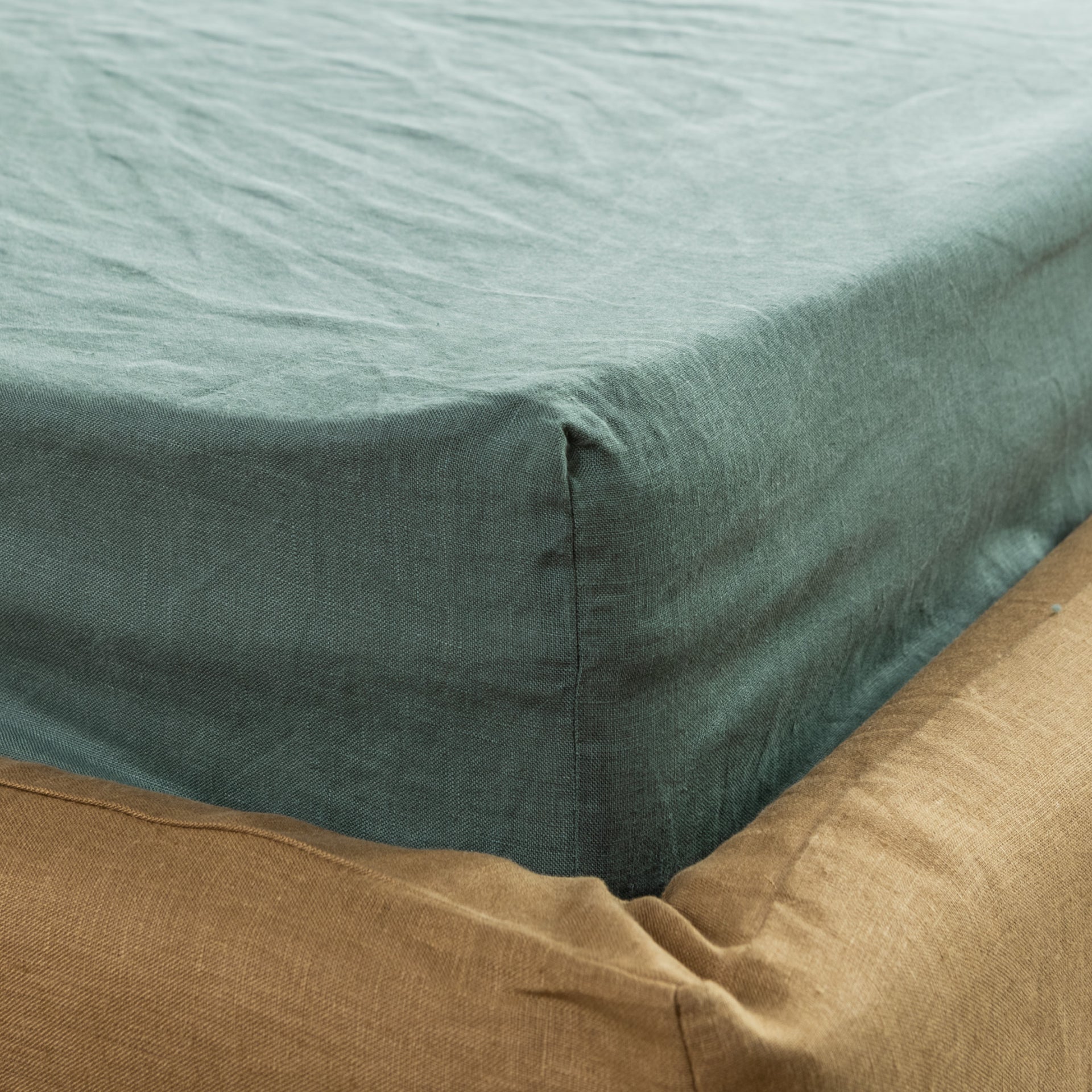 Moss Green Linen Fitted Sheet King, Queen, Custom Size Bed Linen Sheets, Linen  Bedding 100% European Linen Hand Made Prewashed 