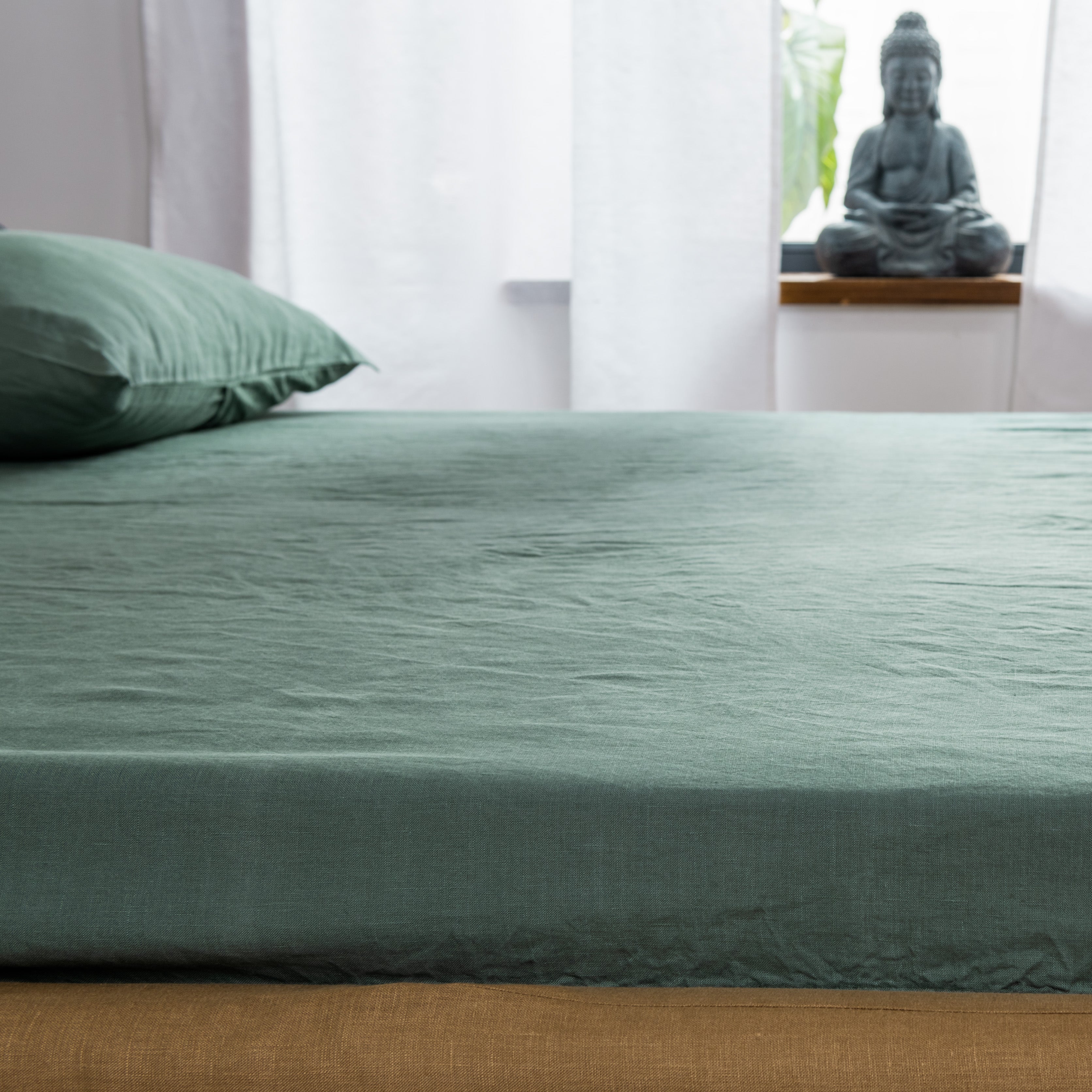 Linen Bedding Set 3 pcs - Linen Fitted Bottom Sheet and Pillowcases
