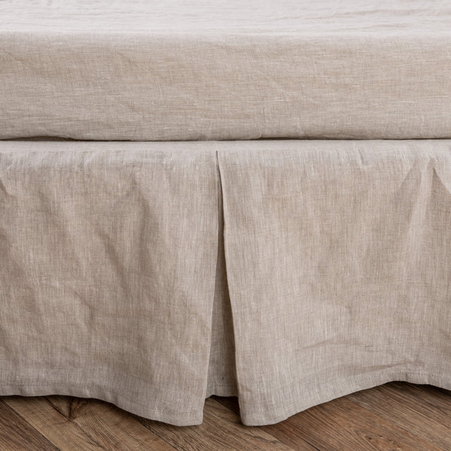 Tailored Linen Bed Skirt Pleated Split Corners and High Drops Availa