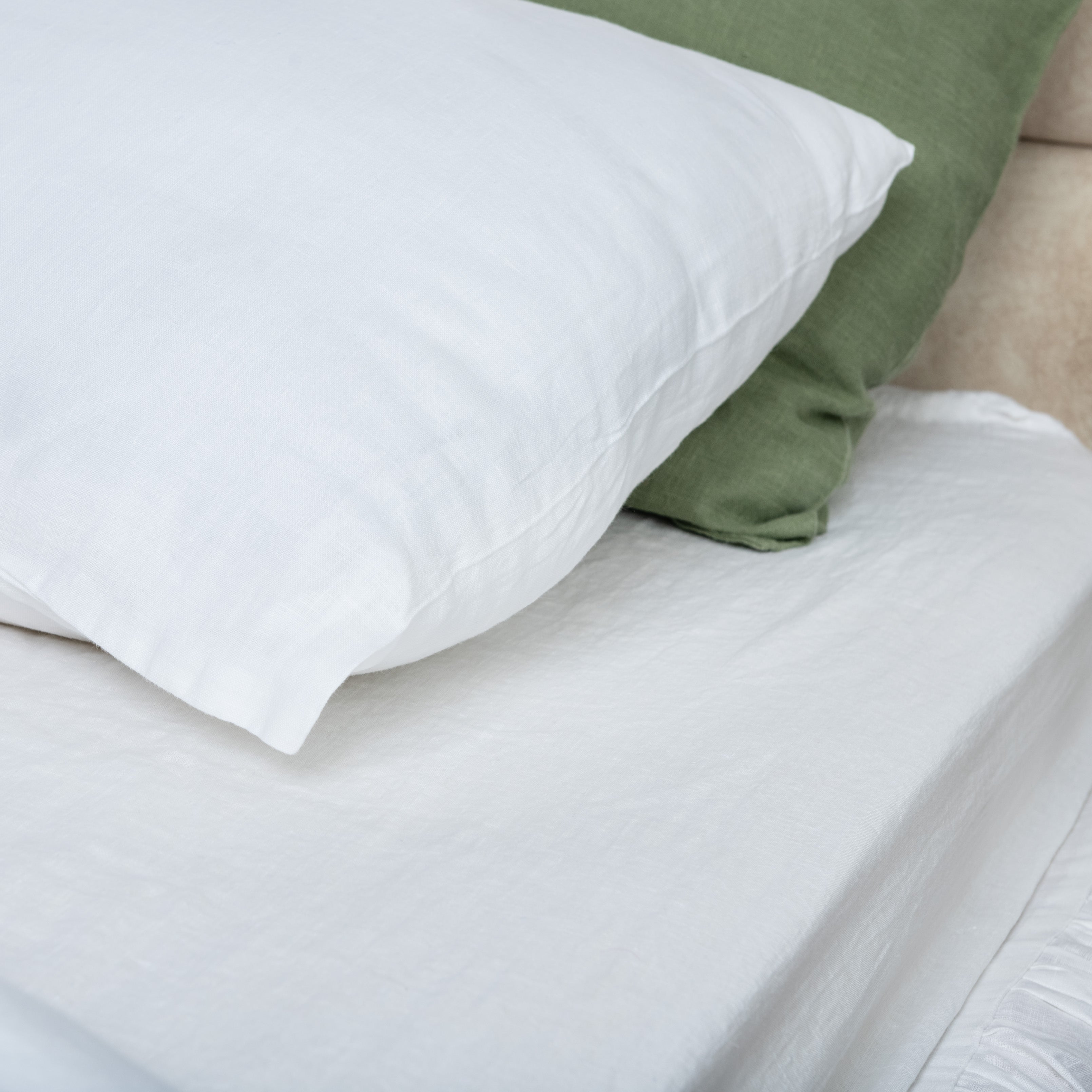 White Linen Pillowcase with Envelope Closure Standard Queen King Euro Sizes