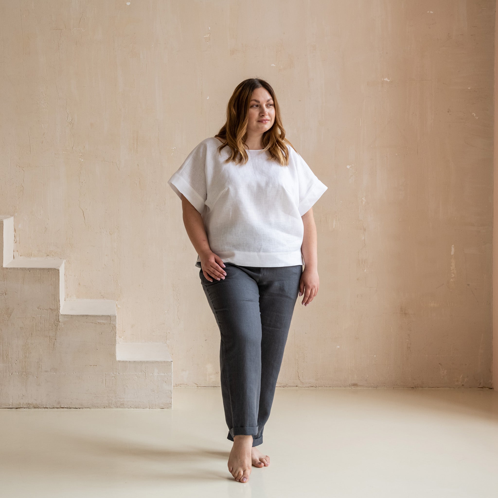 White linen on sale tops plus size