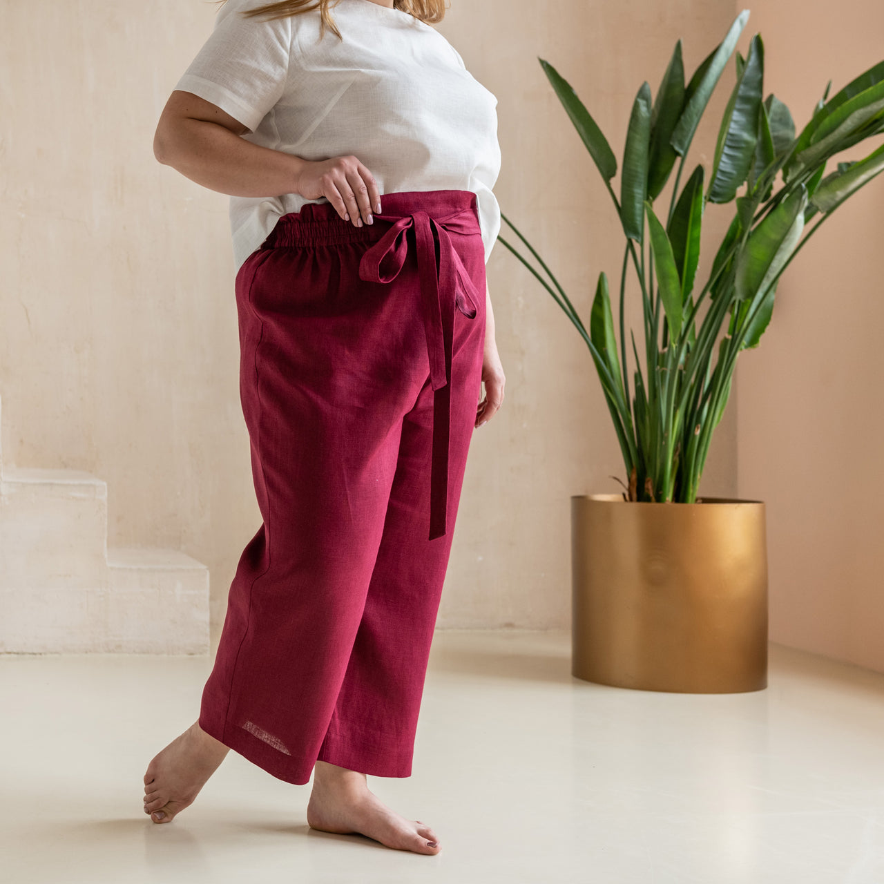 High-Waisted Linen Pants